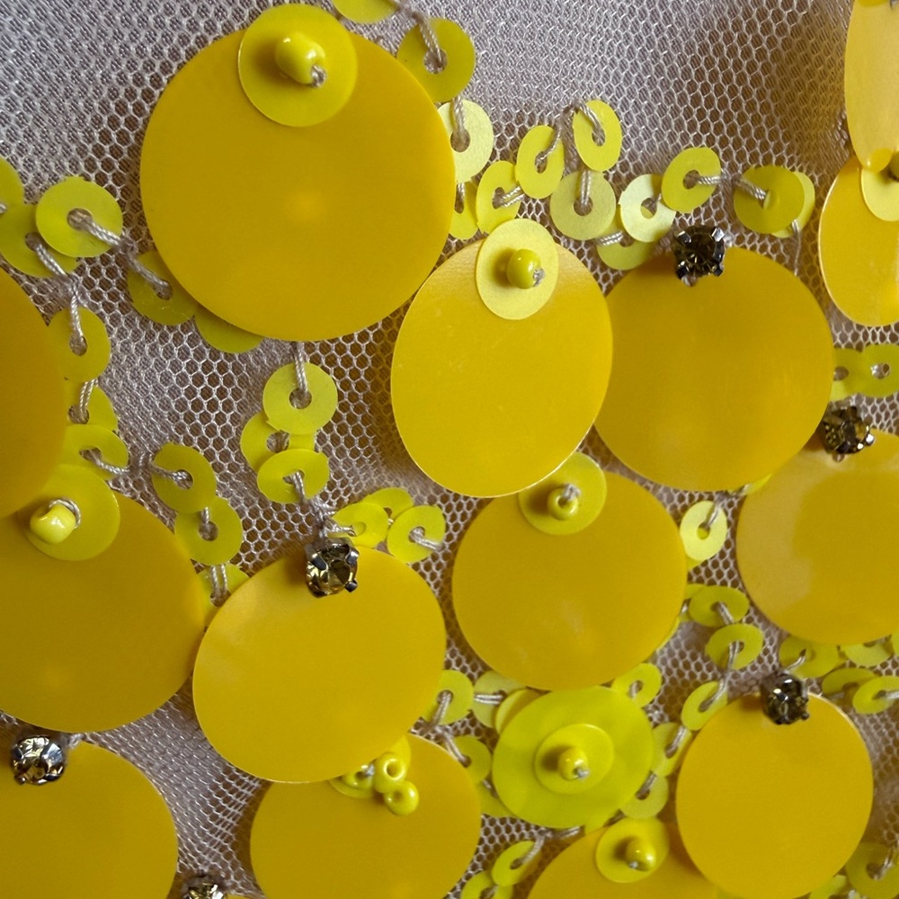 Jcrew flower sequin midi skirt yellow nude - Picture 4 of 6